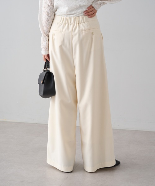 PUAL CE CIN（ピュアルセシン）の「TRマーベルトワイドパンツ（スラックス・レディース・ブラック/ネイビー/オフホワイト・FREE）」の16枚目の写真