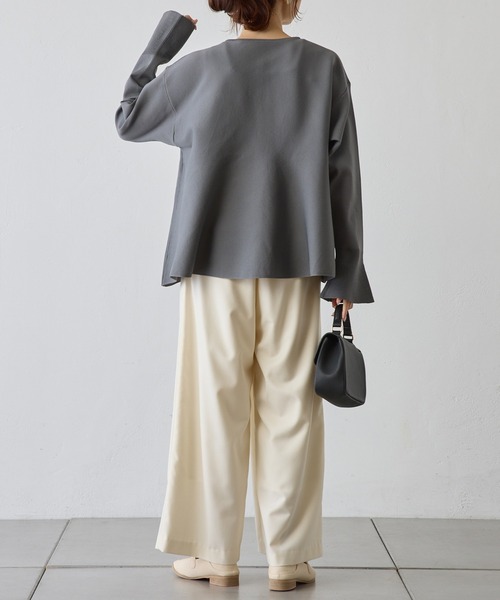 PUAL CE CIN（ピュアルセシン）の「TRマーベルトワイドパンツ（スラックス・レディース・ブラック/ネイビー/オフホワイト・FREE）」の19枚目の写真