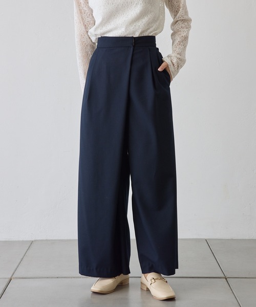 PUAL CE CIN（ピュアルセシン）の「TRマーベルトワイドパンツ（スラックス・レディース・ブラック/ネイビー/オフホワイト・FREE）」の20枚目の写真