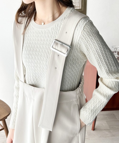 classicalelf(クラシカルエルフ)の「大人のワイドストレート。アシメバックルベルトサロペット(サロペット/オーバーオール・レディース・アイボリー/ブラック/チャコールグレー・LARGE/SMALL/X-LARGE/MEDIUM)」の12枚目の写真