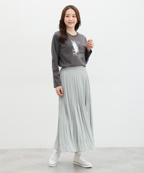 Honeys（ハニーズ）の「猫フォトプリントＴシャツ（Tシャツ/カットソー・レディース・ブルー系その他/スミクロ/オフホワイト/ライトベージュ・M/LL/L）」の8枚目の写真