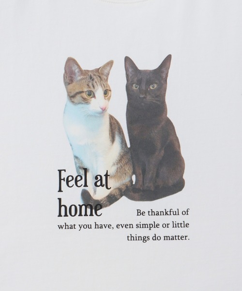 Honeys（ハニーズ）の「猫フォトプリントＴシャツ（Tシャツ/カットソー・レディース・ブルー系その他/スミクロ/オフホワイト/ライトベージュ・M/LL/L）」の17枚目の写真