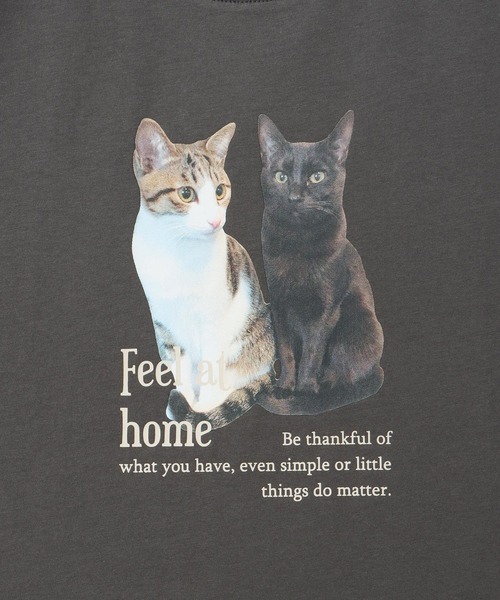 Honeys（ハニーズ）の「猫フォトプリントＴシャツ（Tシャツ/カットソー・レディース・ブルー系その他/スミクロ/オフホワイト/ライトベージュ・M/LL/L）」の19枚目の写真