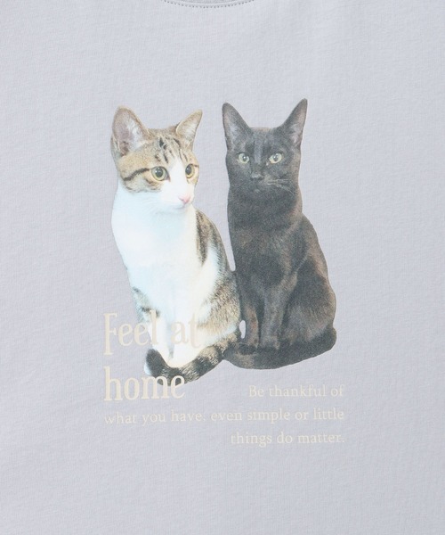 Honeys（ハニーズ）の「猫フォトプリントＴシャツ（Tシャツ/カットソー・レディース・ブルー系その他/スミクロ/オフホワイト/ライトベージュ・M/LL/L）」の21枚目の写真