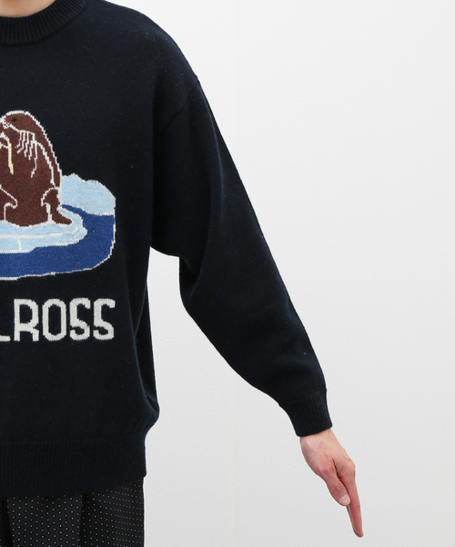 EDIFICE LA BOUCLE（エディフィスラブークル）の「【HH for LA BOUCLE】別注 ANIMAL KNIT (HVALROSS)（ニット/セーター・メンズ・ブラック/イエロー・MEDIUM/LARGE）」の9枚目の写真