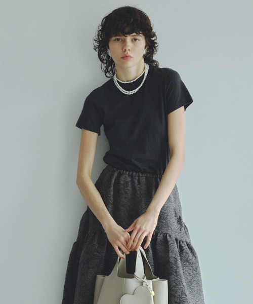 Mila Owen(ミラオーウェン)の「UsedライクコンパクトスラブTシャツ【マシーンウォッシャブル】(Tシャツ/カットソー・レディース・ホワイト/ピンク/イエロー/チャコールグレー・0/1)」の2枚目の写真