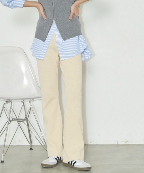 Auntie Rosa Holiday（アンティローザホリデー）の「セミフレアニットリブフレアパンツ / サイズ展開あり（その他パンツ・レディース・グレー系/ベージュ系/アイボリー/ブラック・MEDIUM/SMALL）」の13枚目の写真