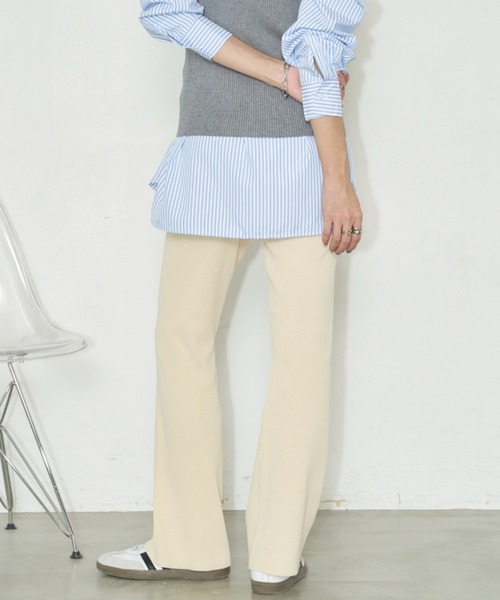 Auntie Rosa Holiday（アンティローザホリデー）の「セミフレアニットリブフレアパンツ / サイズ展開あり（その他パンツ・レディース・グレー系/ベージュ系/アイボリー/ブラック・MEDIUM/SMALL）」の10枚目の写真