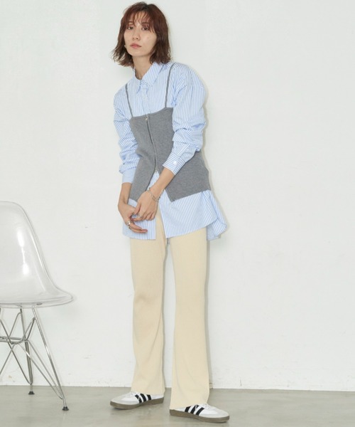 Auntie Rosa Holiday（アンティローザホリデー）の「セミフレアニットリブフレアパンツ / サイズ展開あり（その他パンツ・レディース・グレー系/ベージュ系/アイボリー/ブラック・MEDIUM/SMALL）」の5枚目の写真