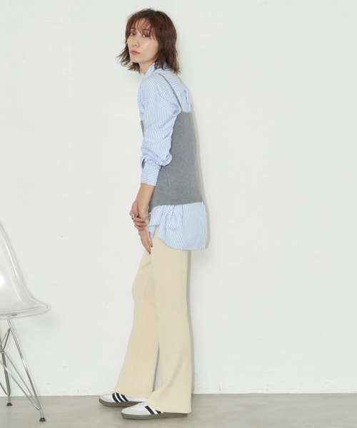 Auntie Rosa Holiday（アンティローザホリデー）の「セミフレアニットリブフレアパンツ / サイズ展開あり（その他パンツ・レディース・グレー系/ベージュ系/アイボリー/ブラック・MEDIUM/SMALL）」の8枚目の写真