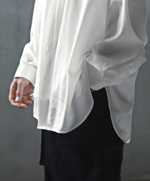 LUXSTYLE(ラグスタイル)の「ヴィンテージ風サテンビッグシャツ(シャツ/ブラウス・メンズ・ホワイト/ブラック・M/L)」の11枚目の写真