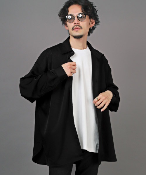 LUXSTYLE(ラグスタイル)の「ヴィンテージ風サテンビッグシャツ(シャツ/ブラウス・メンズ・ホワイト/ブラック・M/L)」の22枚目の写真