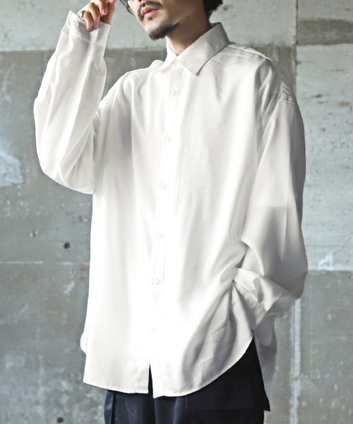 LUXSTYLE(ラグスタイル)の「ヴィンテージ風サテンビッグシャツ(シャツ/ブラウス・メンズ・ホワイト/ブラック・M/L)」の21枚目の写真