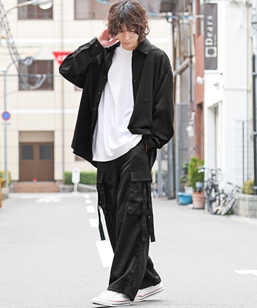 LUXSTYLE(ラグスタイル)の「ヴィンテージ風サテンビッグシャツ(シャツ/ブラウス・メンズ・ホワイト/ブラック・M/L)」の19枚目の写真