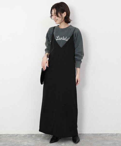 SLOBE IENA(スローブイエナ)の「Pe/Ry ストレッチキャミワンピース(ワンピース・レディース・ベージュ/ブラック・FREE)」の11枚目の写真