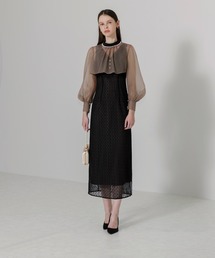 【新品】 LEJAパールネックパフスリーブボレロ格子レースワンピースドレス 81560498b_b_46_215.jpg