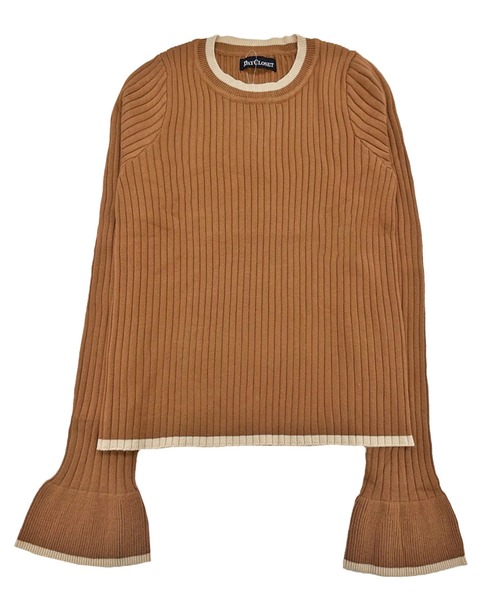 DAY CLOSET(デイ クローゼット)の「レディース 長袖配色カラーフレアスリーブリブニットトップス(ニット/セーター・レディース・ブラック/ホワイト×ブラック/アイボリー/ブラウン・FREE)」の20枚目の写真