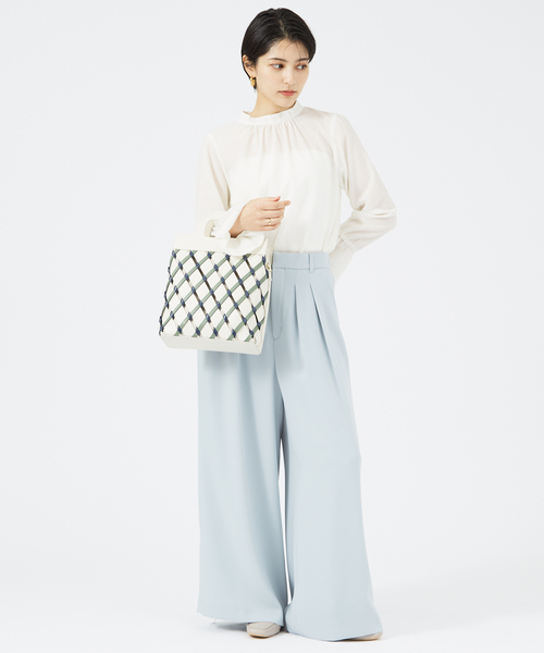 LOWELL things(ロウェル シングス)の「Tisser/レザーメッシュトートバッグ L/バケットバッグ/バケツバッグ(トートバッグ・レディース・アイボリー/ブラウン・フリー)」の12枚目の写真