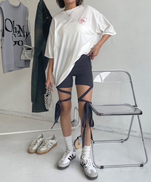 SHAGGIE(シャギー)の「ワンポイント刺繍/バックプリントビッグシルエット半袖Tシャツ(Tシャツ/カットソー・レディース・ホワイト/グレー/ピンク・FREE)」の12枚目の写真