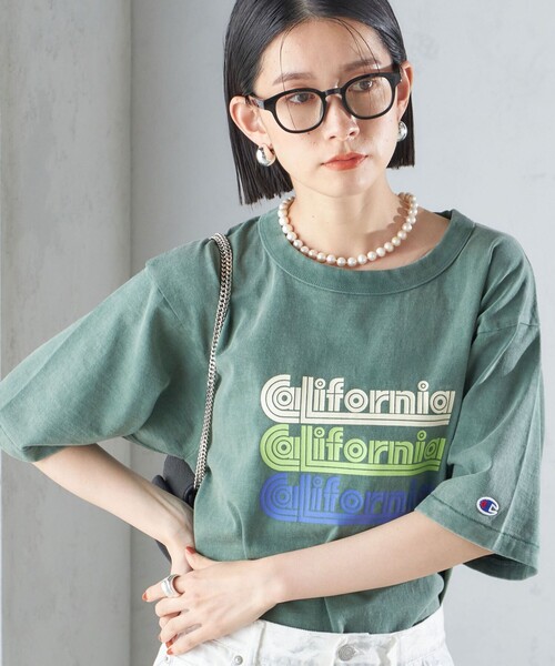 Champion(チャンピオン)の「【SHIPS別注】Champion:プリント TEE 24SS ◇(Tシャツ/カットソー・レディース・ホワイト/ベージュ系/グリーン・SMALL/MEDIUM)」の3枚目の写真