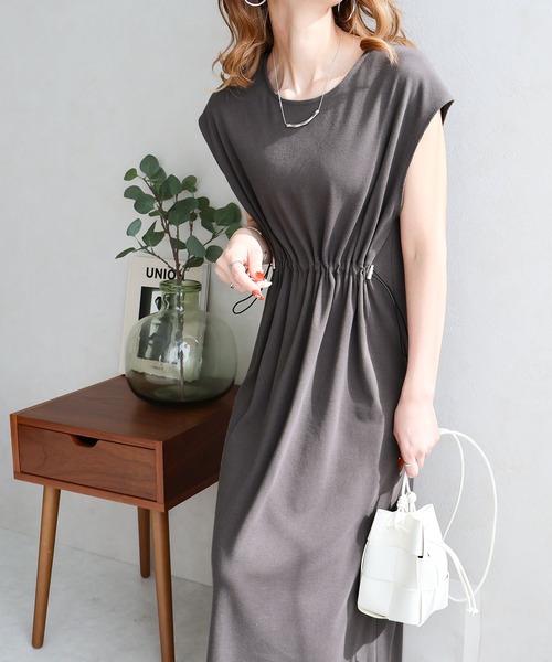 Social GIRL（ソーシャルガール）の「ウエストドロストワンピース（ワンピース・レディース・グレイッシュベージュ/チャコール/ブラック・M）」の6枚目の写真