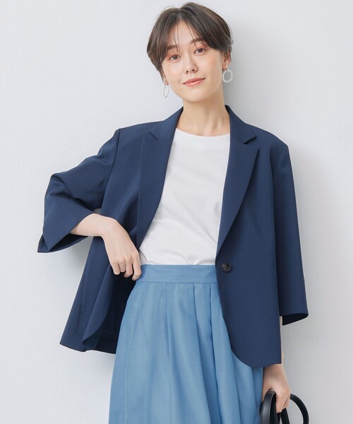 組曲(クミキョク)の「オシャクロス テーラードジャケット(テーラードジャケット・レディース・アイボリー系/ベージュ系/ネイビー系・5/6)」の1枚目の写真