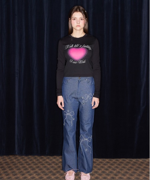 LUVISTRUE(ラヴイズトゥルー)の「NM HEART HOTFIX TEE(Tシャツ/カットソー・レディース・ブラック/ホワイト・FREE)」の3枚目の写真