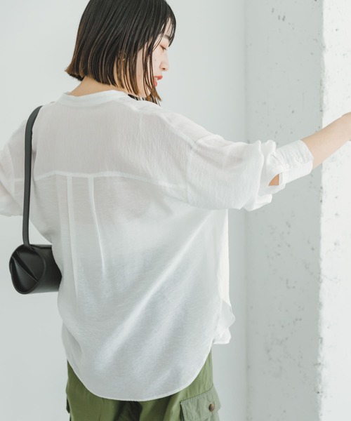 ITEMS URBANRESEARCH（アイテムズ アーバンリサーチ）の「シアーポケットシャツ（シャツ/ブラウス・レディース・ブラック/ブルー/ホワイト・FREE）」の7枚目の写真