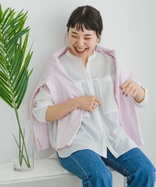 ITEMS URBANRESEARCH（アイテムズ アーバンリサーチ）の「シアーポケットシャツ（シャツ/ブラウス・レディース・ブラック/ブルー/ホワイト・FREE）」の14枚目の写真