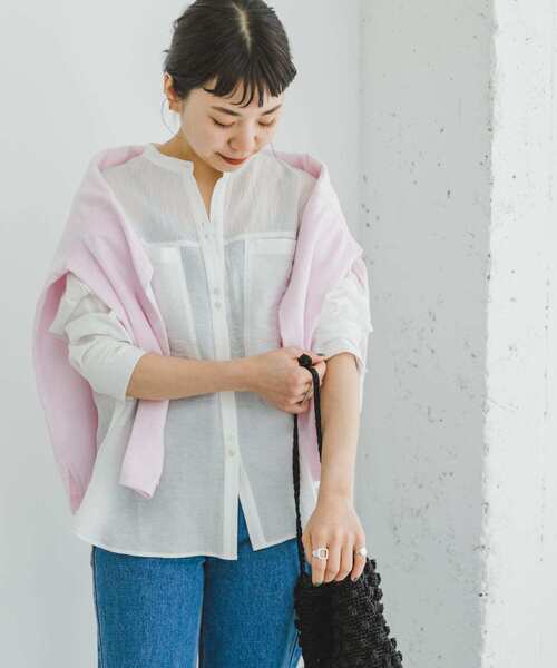 ITEMS URBANRESEARCH（アイテムズ アーバンリサーチ）の「シアーポケットシャツ（シャツ/ブラウス・レディース・ブラック/ブルー/ホワイト・FREE）」の16枚目の写真