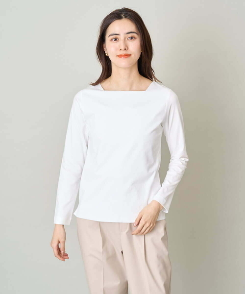 a.v.v(アーヴェヴェ)の「【前後2WAY】前身二重 スクエア/ボートネックカットソー(Tシャツ/カットソー・レディース・ホワイト・38/40/36/42/34)」の16枚目の写真