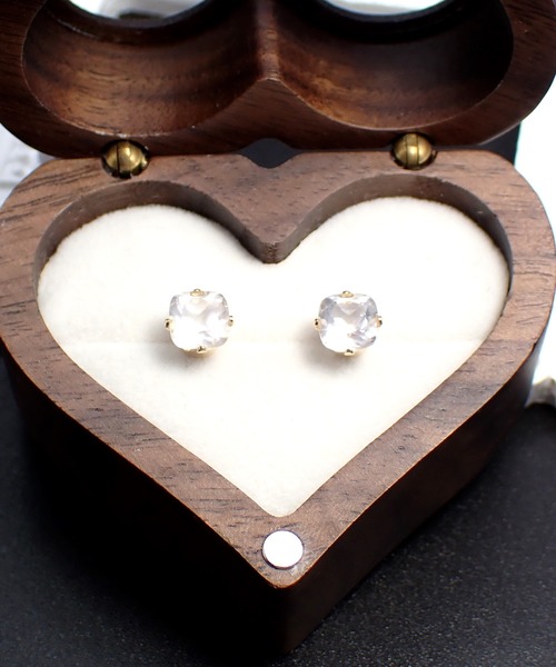 HaRu*/宝石質天然石（6ｍｍスクエア型）／14kgfピアス（ピアス（両耳用））｜CERCA（チェルカ）