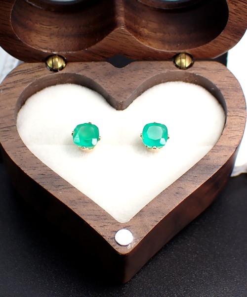 HaRu*/宝石質天然石（6ｍｍスクエア型）／14kgfピアス（ピアス（両耳用））｜CERCA（チェルカ）