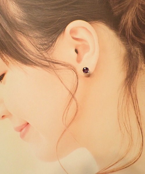 HaRu*/宝石質天然石（6ｍｍスクエア型）／14kgfピアス（ピアス（両耳用））｜CERCA（チェルカ）