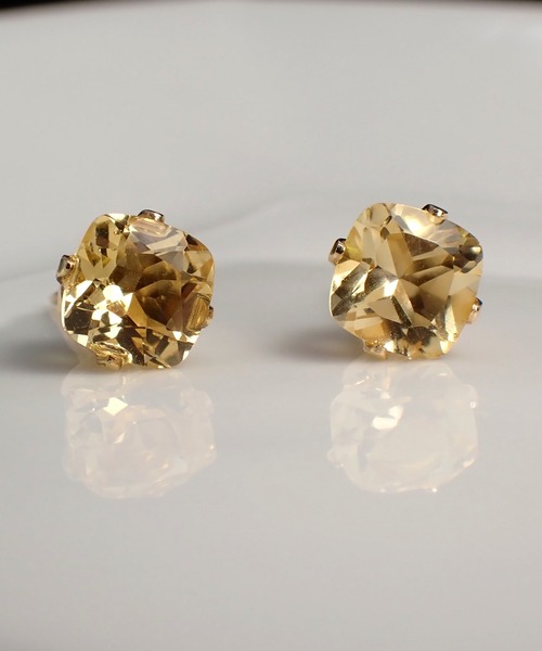 HaRu*/宝石質天然石（6ｍｍスクエア型）／14kgfピアス（ピアス（両耳用））｜CERCA（チェルカ）