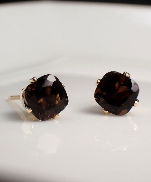 HaRu*/宝石質天然石（6ｍｍスクエア型）／14kgfピアス（ピアス（両耳用））｜CERCA（チェルカ）