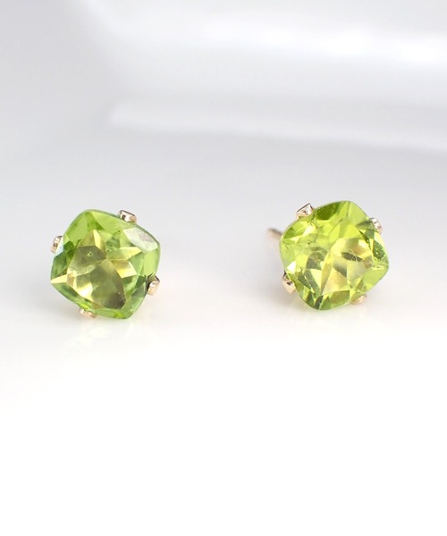 HaRu*/宝石質天然石（6ｍｍスクエア型）／14kgfピアス（ピアス（両耳用））｜CERCA（チェルカ）