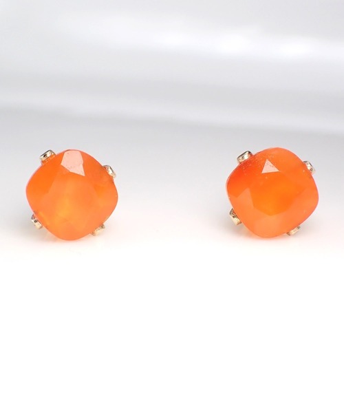 HaRu*/宝石質天然石（6ｍｍスクエア型）／14kgfピアス（ピアス（両耳用））｜CERCA（チェルカ）