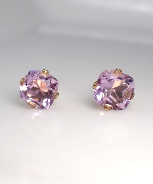 HaRu*/宝石質天然石（6ｍｍスクエア型）／14kgfピアス（ピアス（両耳用））｜CERCA（チェルカ）