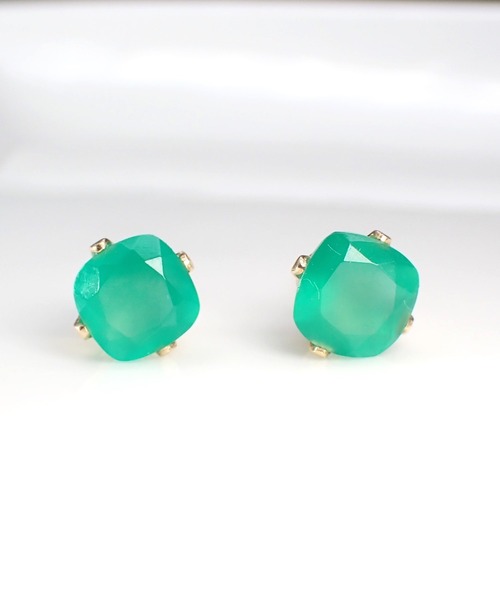 HaRu*/宝石質天然石（6ｍｍスクエア型）／14kgfピアス（ピアス（両耳用））｜CERCA（チェルカ）