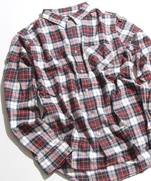 WEGO（ウィゴー）の「WEGO/タータンチェックネルシャツ（シャツ/ブラウス・メンズ・ホワイト系その他/ベージュ系その他/レッド系その他/グリーン系その他・LARGE/MEDIUM）」の2枚目の写真