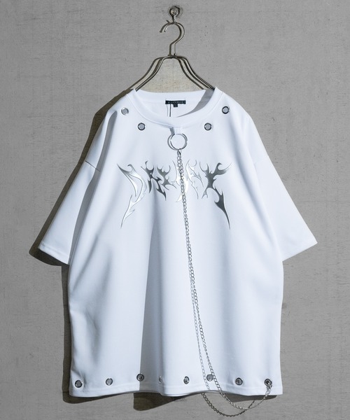 JOHN'S CLOSET(ジョンズクローゼット)の「【13】アイレットチェーン付 メタルロゴ BIG TEE(Tシャツ/カットソー・メンズ・ブラック/ホワイト・MEDIUM/LARGE)」の13枚目の写真