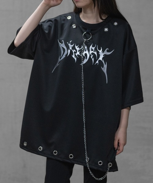 JOHN'S CLOSET(ジョンズクローゼット)の「【13】アイレットチェーン付 メタルロゴ BIG TEE(Tシャツ/カットソー・メンズ・ブラック/ホワイト・MEDIUM/LARGE)」の8枚目の写真