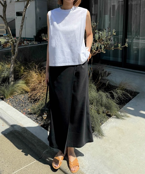 audrey and john wad（オードリーアンドジョンワッド）の「ラップ風ウエストリボンスカート -洗濯機洗い可-（スカート・レディース・チャコールグレー/サンドベージュ/ブラック・マルチサイズ）」の17枚目の写真