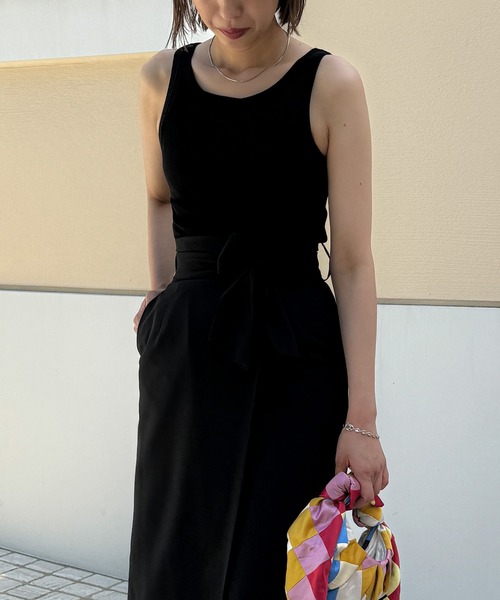 audrey and john wad（オードリーアンドジョンワッド）の「ラップ風ウエストリボンスカート -洗濯機洗い可-（スカート・レディース・チャコールグレー/サンドベージュ/ブラック・マルチサイズ）」の22枚目の写真