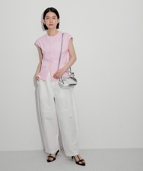 ADAM ET ROPE'(アダムエロペ)の「【サステナブル・洗える】ウエストシェイプジャージプルオーバー(Tシャツ/カットソー・レディース・ブラック/ブルー系その他/ホワイト/ピンク・FREE)」の13枚目の写真