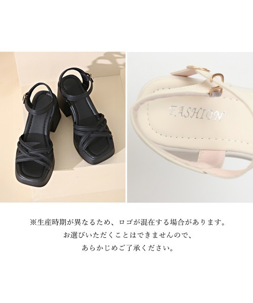 Miniministore(ミニミニストア)の「サンダル 厚底太ヒール クロスストラップ(サンダル・レディース・ブラック/アイボリー/ダークベージュ・23.5cm/24.5cm/22.5cm/23.0cm/24.0cm/25.0cm)」の4枚目の写真