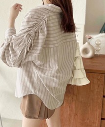 【apres jour clair】リボン付ストライプシャツ【ZOZOTOWN限定アイテム】