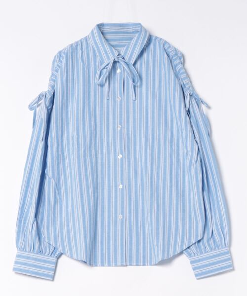 COURREGES PARIS リボン付きライトブルーシャツ COURREGES PARIS