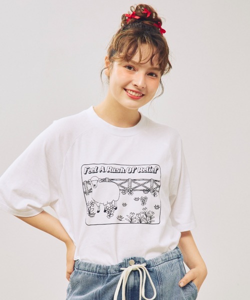 anoco no oheya(アノコノオへヤ)の「sheep big T(Tシャツ/カットソー・レディース・イエロー/ホワイト/アイボリー・FREE)」の7枚目の写真